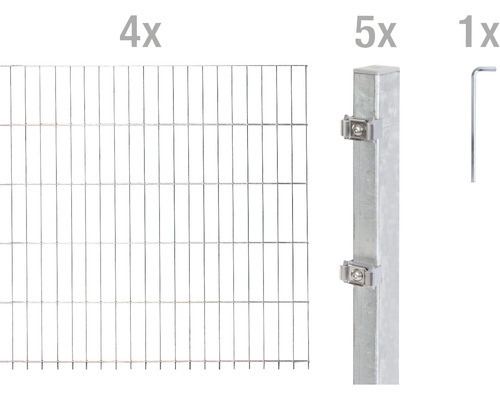 Kit de panneaux rigides double fil ALBERTS type 6/5/6 800 x 100 cm galvanisé à chaud Kit de panneaux rigides double fil ALBERTS type 6/5/6 800 x 100 cm galvanisé à chaud