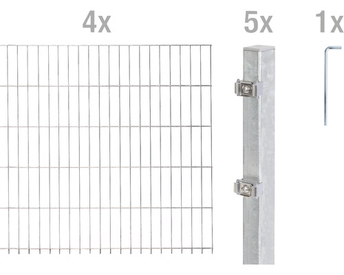 Ensemble de panneaux rigides double fils ALBERTS 6/5/6 800 x 140 cm galvanisé à chaud