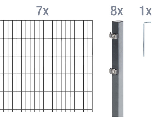 Kit de panneaux rigides double fil ALBERTS type 6/5/6 1400 x 100 cm galvanisé à chaud Kit de panneaux rigides double fil ALBERTS type 6/5/6 1400 x 100 cm galvanisé à chaud