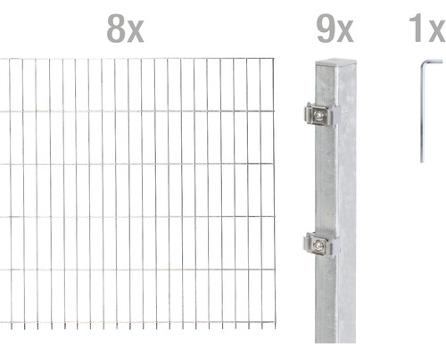 Kit de panneaux rigides double fil ALBERTS type 6/5/6 1600 x 80 cm galvanisé à chaud Kit de panneaux rigides double fil ALBERTS type 6/5/6 1600 x 80 cm galvanisé à chaud