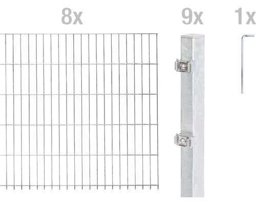 Kit de panneaux rigides double fil ALBERTS type 6/5/6 1600 x 100 cm galvanisé à chaud Kit de panneaux rigides double fil ALBERTS type 6/5/6 1600 x 100 cm galvanisé à chaud