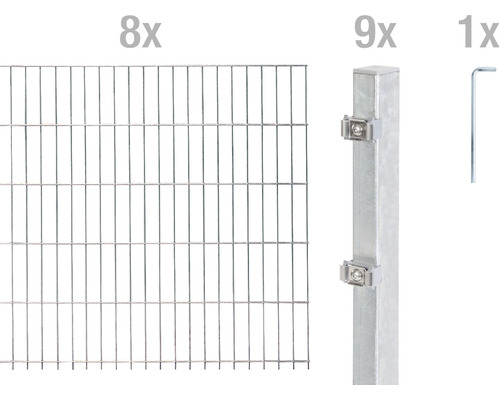 Kit de panneaux rigides double fil ALBERTS type 6/5/6 1600 x 120 cm galvanisé à chaud Kit de panneaux rigides double fil ALBERTS type 6/5/6 1600 x 120 cm galvanisé à chaud