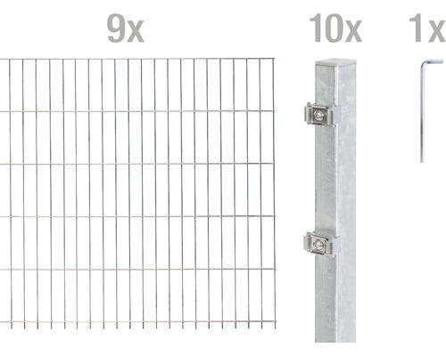 Ensemble de panneaux rigides double fils ALBERTS 6/5/6 1800 x 80 cm galvanisé à chaud