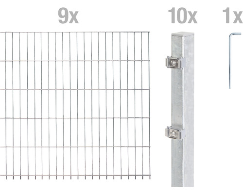 Kit de panneaux rigides double fil ALBERTS type 6/5/6 1800 x 100 cm galvanisé à chaud Kit de panneaux rigides double fil ALBERTS type 6/5/6 1800 x 100 cm galvanisé à chaud