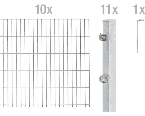 Kit de panneaux rigides double fil ALBERTS type 6/5/6 2000 x 80 cm galvanisé à chaud Kit de panneaux rigides double fil ALBERTS type 6/5/6 2000 x 80 cm galvanisé à chaud