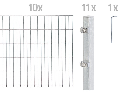 Kit de panneaux rigides double fil ALBERTS type 6/5/6 2000 x 100 cm galvanisé à chaud Kit de panneaux rigides double fil ALBERTS type 6/5/6 2000 x 100 cm galvanisé à chaud