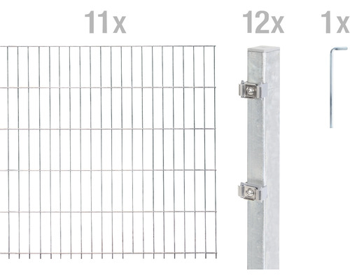 Ensemble de panneaux rigides double fils ALBERTS 6/5/6 2200 x 80 cm galvanisé à chaud