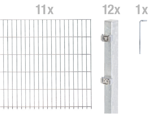 Ensemble de panneaux rigides double fils ALBERTS 6/5/6 2200 x 120 cm galvanisé à chaud