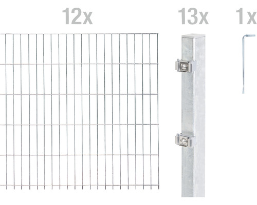 Kit de panneaux rigides double fil ALBERTS type 6/5/6 2400 x 100 cm galvanisé à chaud Kit de panneaux rigides double fil ALBERTS type 6/5/6 2400 x 100 cm galvanisé à chaud