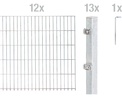 Kit de panneaux rigides double fil ALBERTS type 6/5/6 2400 x 120 cm galvanisé à chaud Kit de panneaux rigides double fil ALBERTS type 6/5/6 2400 x 120 cm galvanisé à chaud