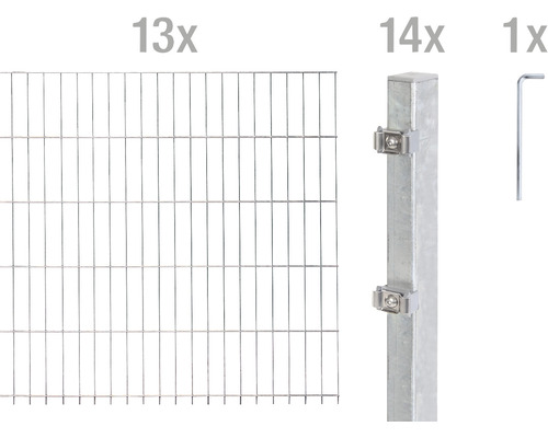 Ensemble de panneaux rigides double fils ALBERTS 6/5/6 2600 x 80 cm galvanisé à chaud