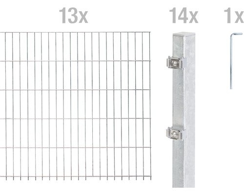 Kit de panneaux rigides double fil ALBERTS type 6/5/6 2600 x 100 cm galvanisé à chaud Kit de panneaux rigides double fil ALBERTS type 6/5/6 2600 x 100 cm galvanisé à chaud
