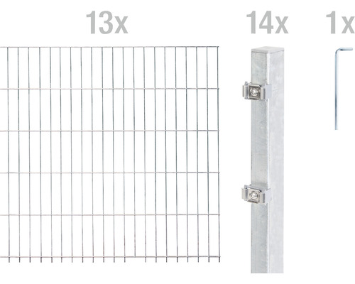 Kit de panneaux rigides double fil ALBERTS type 6/5/6 2600 x 120 cm galvanisé à chaud Kit de panneaux rigides double fil ALBERTS type 6/5/6 2600 x 120 cm galvanisé à chaud