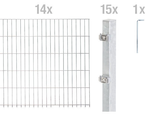 Ensemble de panneaux rigides double fils ALBERTS 6/5/6 2800 x 80 cm galvanisé à chaud