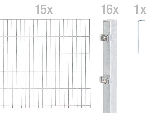 Kit de panneaux rigides double fil ALBERTS type 6/5/6 3000 x 80 cm galvanisé à chaud Kit de panneaux rigides double fil ALBERTS type 6/5/6 3000 x 80 cm galvanisé à chaud