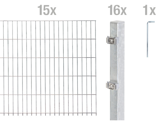 Ensemble de panneaux rigides double fils ALBERTS 6/5/6 3000 x 120 cm galvanisé à chaud