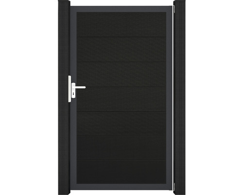 Portillon simple GroJa Flex Grande tirant universel prémonté sans poteaux cadre anthracite 100 x 180 cm noir co-extrudé