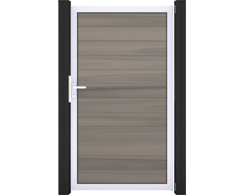 Portillon simple GroJa Flex tirant universel prémonté sans poteaux cadre argent 100 x 180 cm bicolore co-extrudé