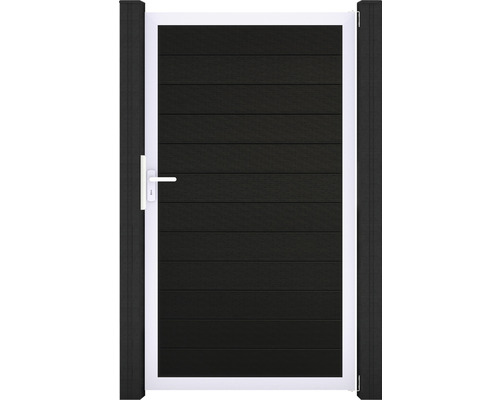 Portail à un vantail GroJa Flex DIN universal cadre argent 100 x 180 cm noir co-extrudé-0