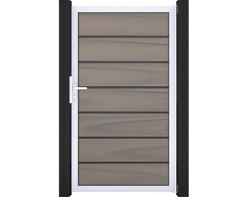 Portillon simple GroJa Flex Grande Premium tirant universel prémonté sans poteaux cadre argent 100 x 180 cm bicolore co-extrudé