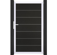 Portillon de jardin avec poignée et panneaux horizontaux entre deux poteaux