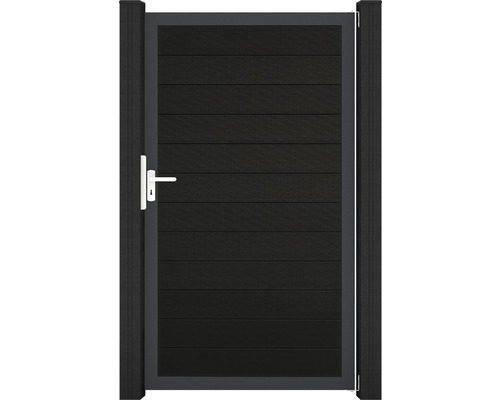 Portillon simple GroJa Flex tirant universel prémonté sans poteaux cadre anthracite 100 x 180 cm noir co-extrudé