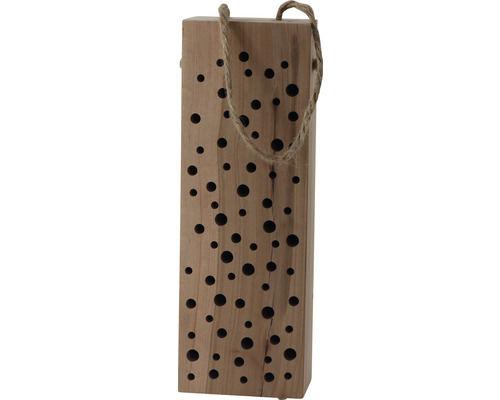 Hôtel à insectes Siena Garden bloc pour abeilles Silea 10 x 6 x 29 cm marron Hôtel à insectes en bois avec suspension