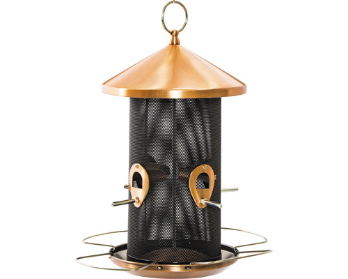 Distributeur de nourriture en colonne Siena Garden Cooper Line Ø 19 x 31 cm cuivre Mangeoire à oiseaux avec grillage métallique et éléments métalliques
