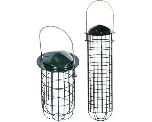 Deux mangeoires avec toit en métal et grillage