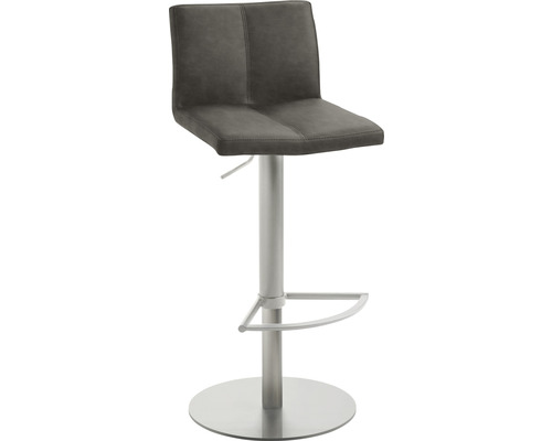 Barhocker mit Rückenlehne, Fußstütze und Metallsockel