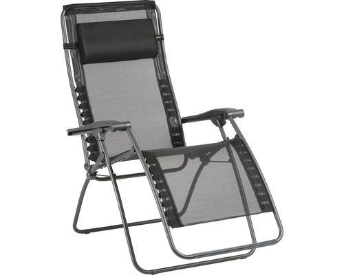 Relaxsessel Lafuma Relax RSXA Clip, Batyline schwarz Batyline schwarz / Stahl titane Gartensessel mit Kopfkissen