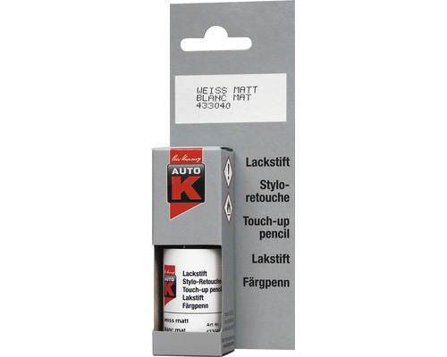 Stylo de retouche de peinture Auto-K universel blanc mat 9 ml