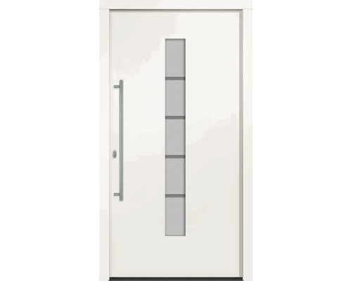 Porte d'entrée Sydney blanc 1000 x 2100 mm tirant gauche Porte d''entrée blanche avec insert en verre et poignée barre