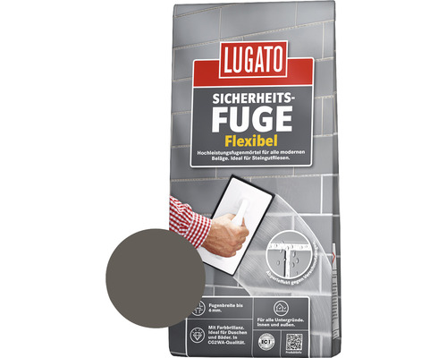 Mortier de jointoiement Lugato joint de sécurité flexible anthracite 5 kg