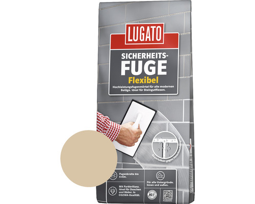 Lugato Fugenmörtel Sicherheitsfuge Flexibel bahamabeige 5 Kg