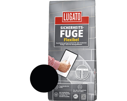 Mortier de jointoiement Lugato joint de sécurité flexible noir 5 kg