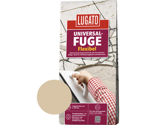 Mortier de jointoiement Lugato Joint universel beige Bahamas 5 kg