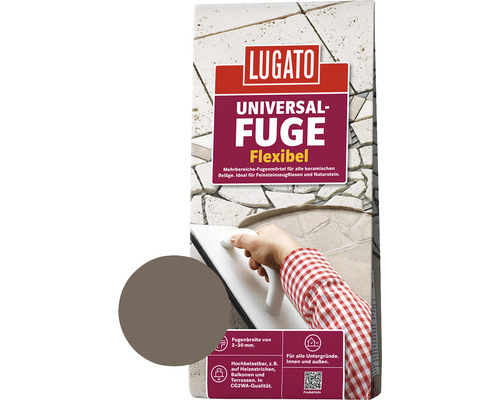 Mortier de jointoiement Lugato joint universel marron Bali 5 kg Lugato Universal Fuge joint flexible mortier de jointoiement paquet