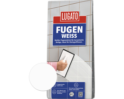 Mortier de jointoiement Lugato Fugenweiss pour revêtements céramiques blanc 5 kg