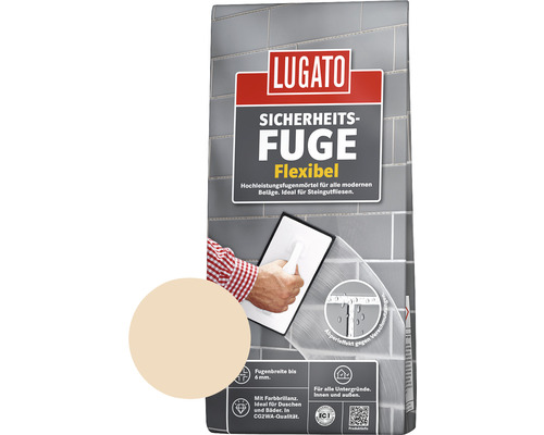 Lugato Fugenmörtel Sicherheitsfuge Flexibel anemone 1 kg Lugato Sicherheitsfuge Flexibel Fugenmörtel Sack mit Farbbeispiel