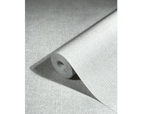 Papier peint intissé 85742 Natural Opulence by Felix Diener uni aspect textile blanc argent