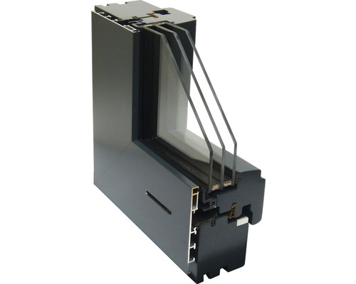 Profilé de fenêtre avec triple vitrage en coupe transversale