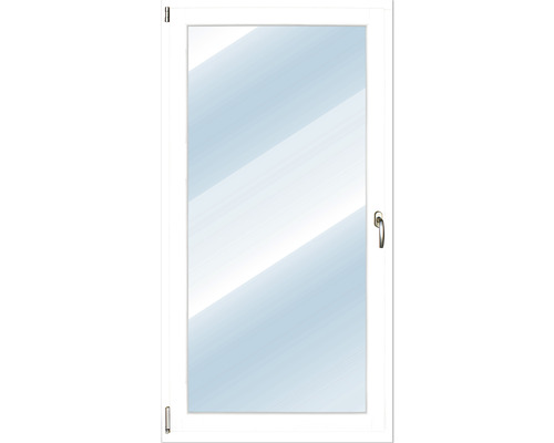 Porte de balcon ARON Design en pin laqué RAL 9016 blanc /coque alu extérieur RAL 7035 gris clair 800x1900 mm tirant gauche