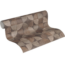 Tapetenrolle mit Holzoptik und geometrischem Muster
