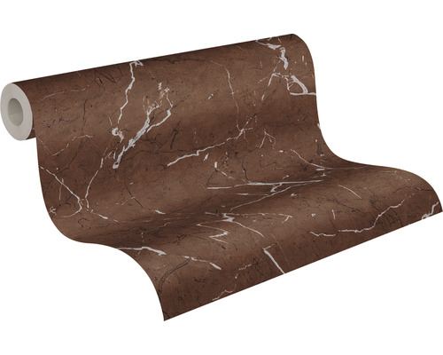 Tapetenrolle mit Marmormuster in Braun und Weiß