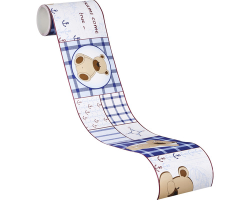 Bordure avec motifs oursons, ancres et carreaux