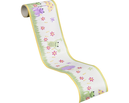 Bordure avec motif de grenouille et de fleurs sur un rouleau