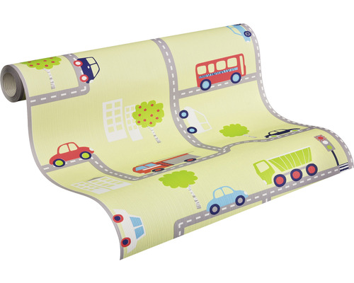 Tapetenrolle mit Straßen-, Fahrzeug- und Stadtmotiven für Kinder