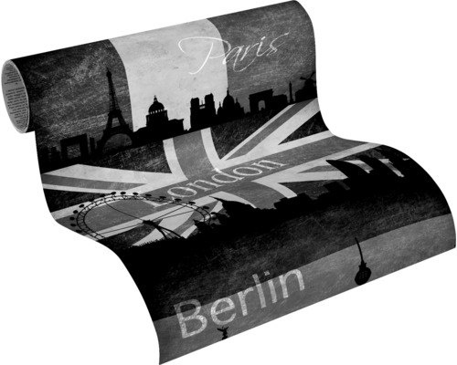 Rouleau de papier peint avec les villes de Paris, Londres et Berlin