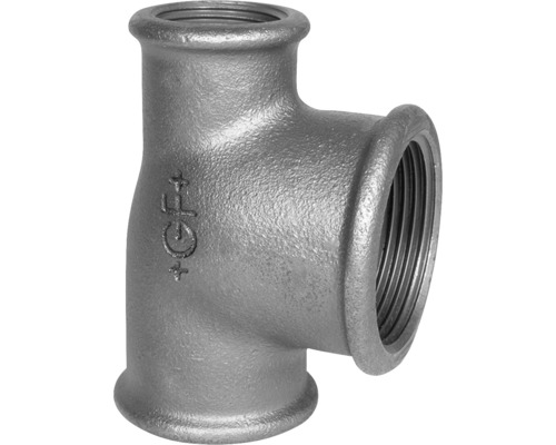Pièce en T en fonte malléable Georg Fischer +GF+ n°130 1/2 " x 1/2 " x 3/8 " FI Té en fonte malléable avec filetage intérieur pour raccordements de tuyaux